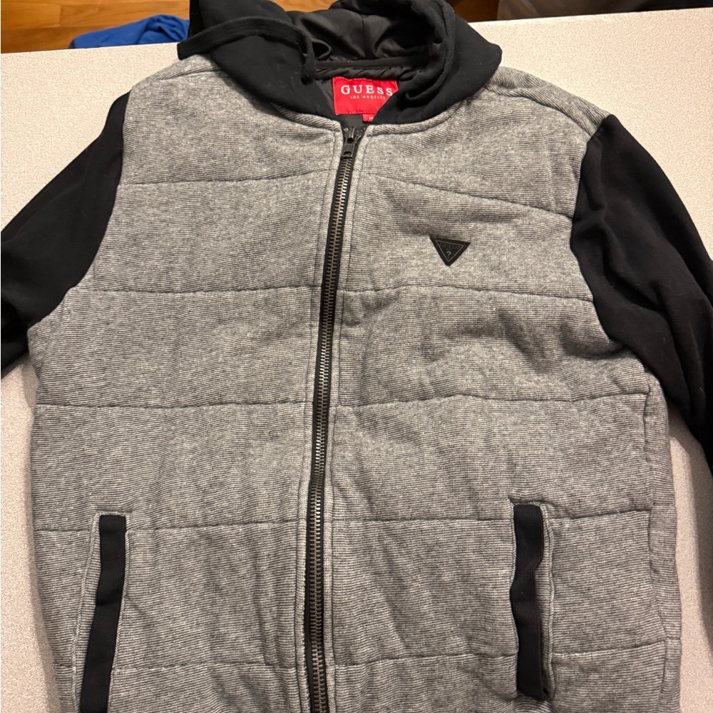 GUESS Kids Two-Tone Gray and Black Puffer Jacket